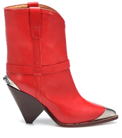 Shop Isabel Marant Lamsy Leather Boots In Red