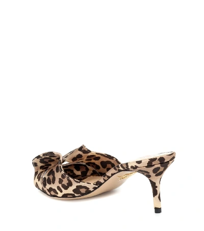 Shop Charlotte Olympia Satin Leopard-printed Mules In Brown
