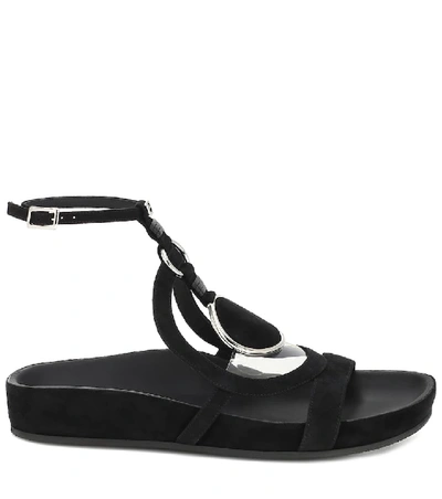 Shop Balmain Prana Embellished Suede Sandals In Black