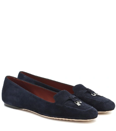 Shop Loro Piana Charms Suede Ballet Flats In Blue