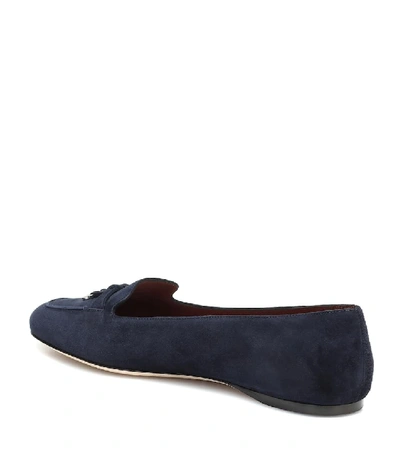 Shop Loro Piana Charms Suede Ballet Flats In Blue