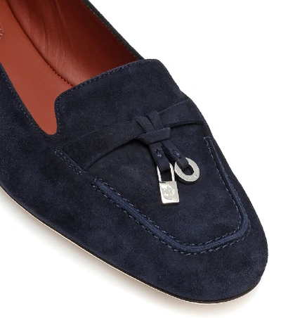 Shop Loro Piana Charms Suede Ballet Flats In Blue