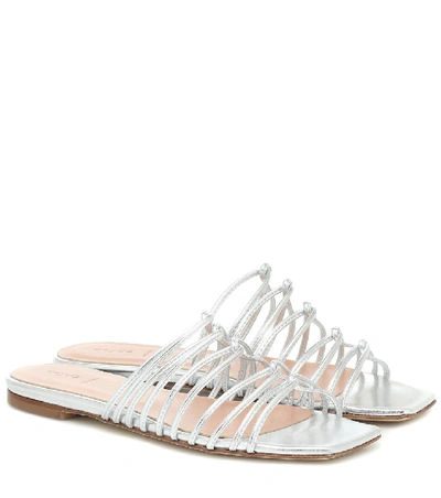 Shop Aeyde Natasha Metallic Leather Sandals In Silver