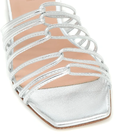 Shop Aeyde Natasha Metallic Leather Sandals In Silver