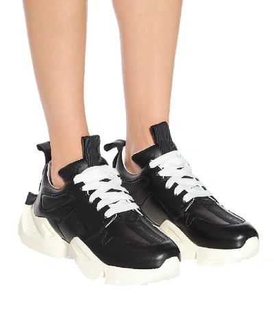 Shop Ben Taverniti Unravel Project Leather Sneakers In Black