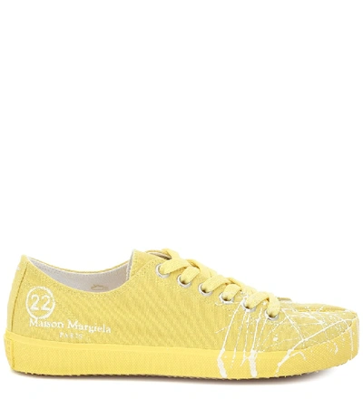 Shop Maison Margiela Tabi Canvas Low-top Sneakers In Yellow