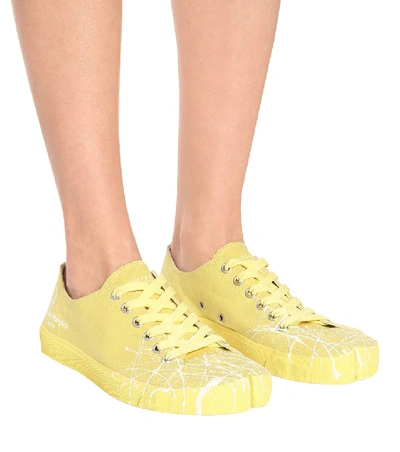 Shop Maison Margiela Tabi Canvas Low-top Sneakers In Yellow