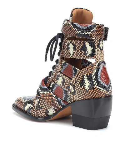 Shop Chloé Rylee Printed Leather Ankle Boots In Brown