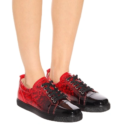 Shop Christian Louboutin Louis Junior Woman Leather Sneakers In Red