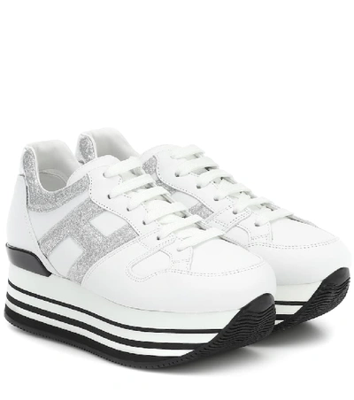 Shop Hogan Maxi H222 Leather Sneakers In White