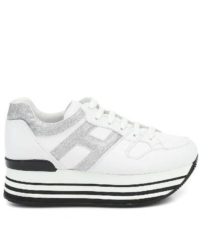 Shop Hogan Maxi H222 Leather Sneakers In White
