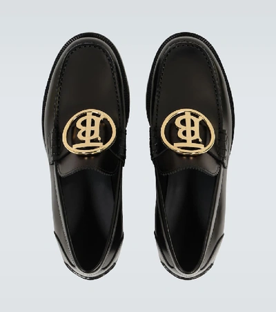 Shop Burberry Bedmoore Loafers With Tb Buckle In Black