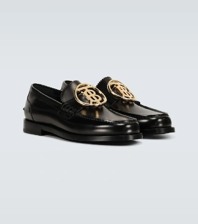 Shop Burberry Bedmoore Loafers With Tb Buckle In Black