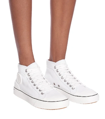 Shop Stella Mccartney Canvas High-top Sneakers In White