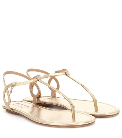 Shop Aquazzura Almost Bare Metallic Leather Sandals In Gold