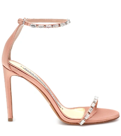 Shop Alexandre Vauthier Carla Embellished Satin Sandals In Pink