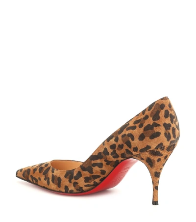 Shop Christian Louboutin Clare 80 Printed Suede Pumps In Brown
