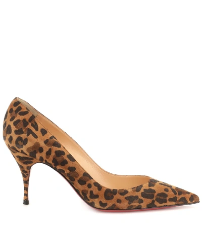 Shop Christian Louboutin Clare 80 Printed Suede Pumps In Brown