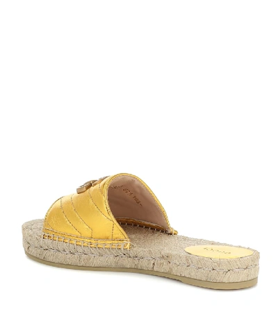 Shop Gucci Pilar Leather Slides In Gold