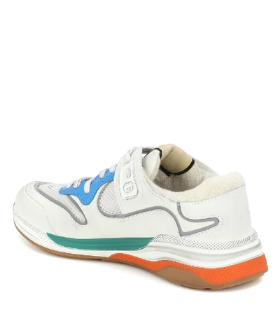 Shop Gucci Ultrapace Leather Sneakers In White