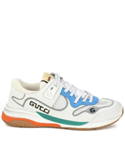 Shop Gucci Ultrapace Leather Sneakers In White