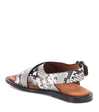 Shop Joseph Snake-effect Leather Sandals In Grey