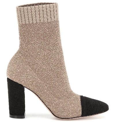 Shop Gianvito Rossi Bouclé-knit Ankle Boots In Beige