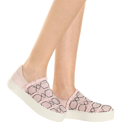 Shop Opening Ceremony Cici Smocked Platform Slip-on Sneakers In Pink