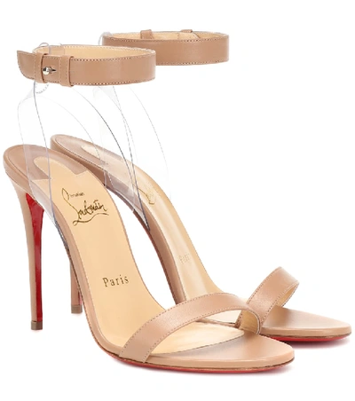 Shop Christian Louboutin Jonatina 100 Leather Sandals In Beige