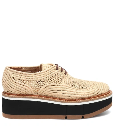 Shop Clergerie Acajou Raffia Platform Oxford Shoes In Beige