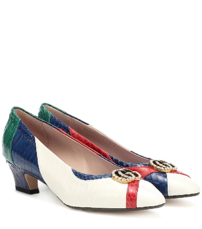 Shop Gucci Embellished Snakeskin Pumps In Multicoloured