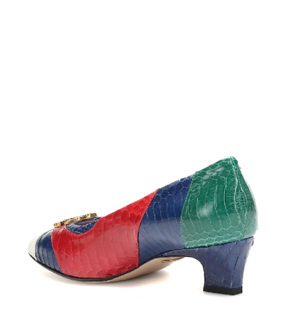 Shop Gucci Embellished Snakeskin Pumps In Multicoloured