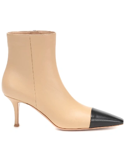 Shop Gianvito Rossi Lucy Leather Ankle Boots In Beige