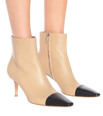 Shop Gianvito Rossi Lucy Leather Ankle Boots In Beige