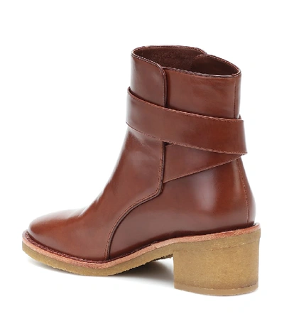 Shop Tory Burch Kira Leather Ankle Boots In Brown