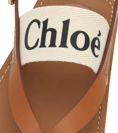 Shop Chloé Woody Leather Sandals In Brown