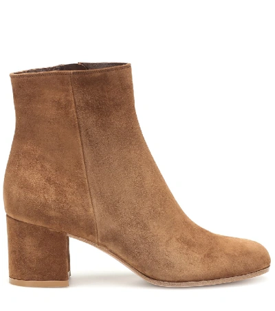 Shop Gianvito Rossi Margaux Suede Ankle Boots In Brown