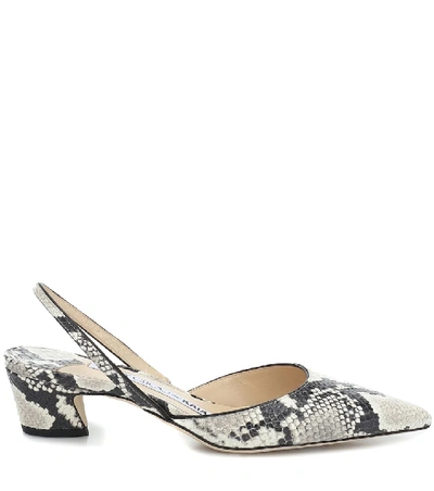 Shop Jimmy Choo X Kaia K-slingback Python-effect Leather Slingback Pumps In Grey