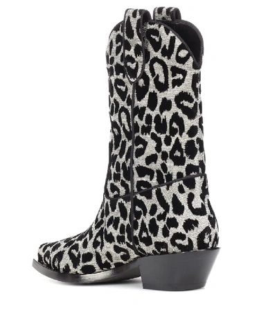 Shop Dolce & Gabbana Leopard Cowboy Boots In Silver