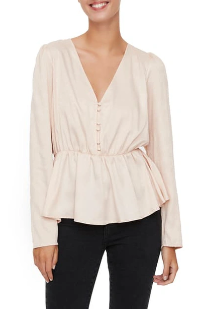 Shop Vero Moda Peplum Blouse In Rose Dust