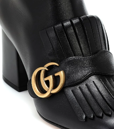 Shop Gucci Marmont Leather Ankle Boots In Black