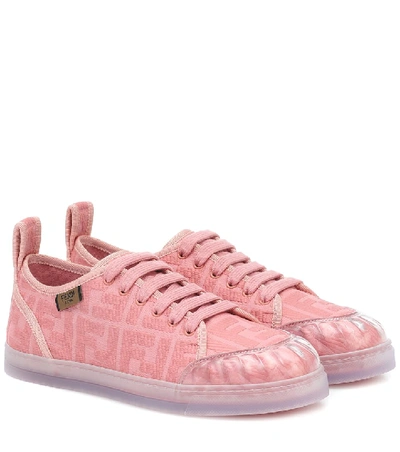 Shop Fendi Promenade Ff Canvas Sneakers In Pink