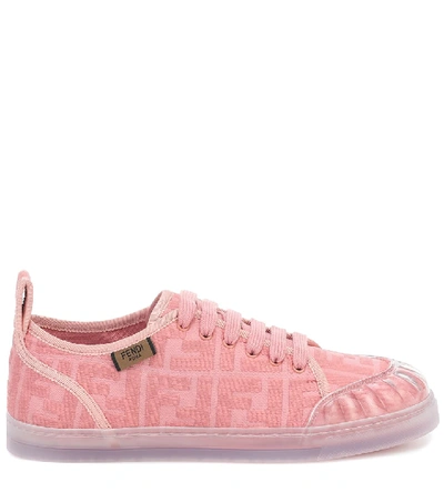 Shop Fendi Promenade Ff Canvas Sneakers In Pink