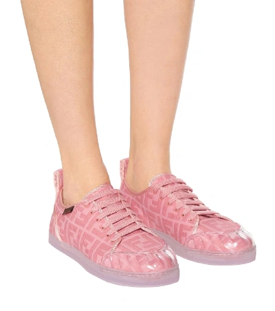 Shop Fendi Promenade Ff Canvas Sneakers In Pink