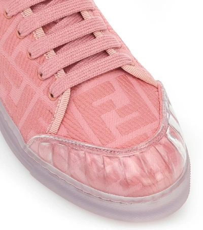Shop Fendi Promenade Ff Canvas Sneakers In Pink