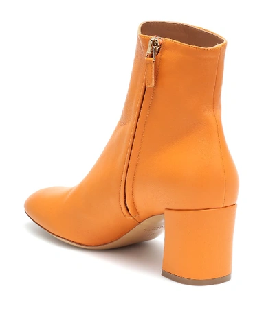 Shop Mansur Gavriel Leather Ankle Boots In Orange
