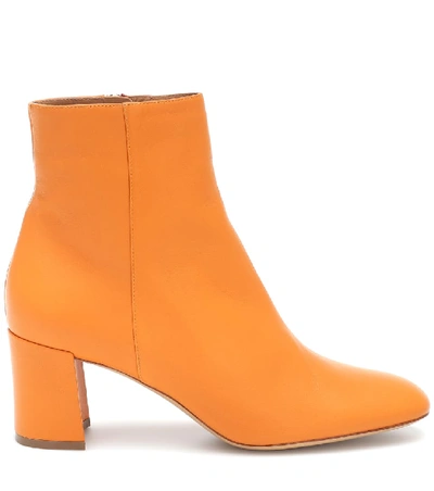 Shop Mansur Gavriel Leather Ankle Boots In Orange