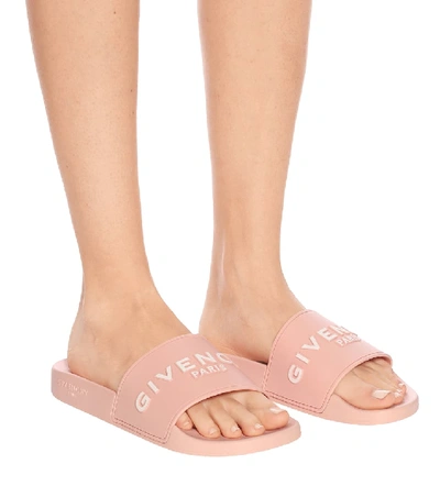 Shop Givenchy Logo Slides In Pink