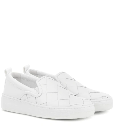 Shop Bottega Veneta Dodger Leather Slip-on Sneakers In White