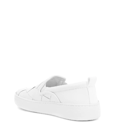Shop Bottega Veneta Dodger Leather Slip-on Sneakers In White